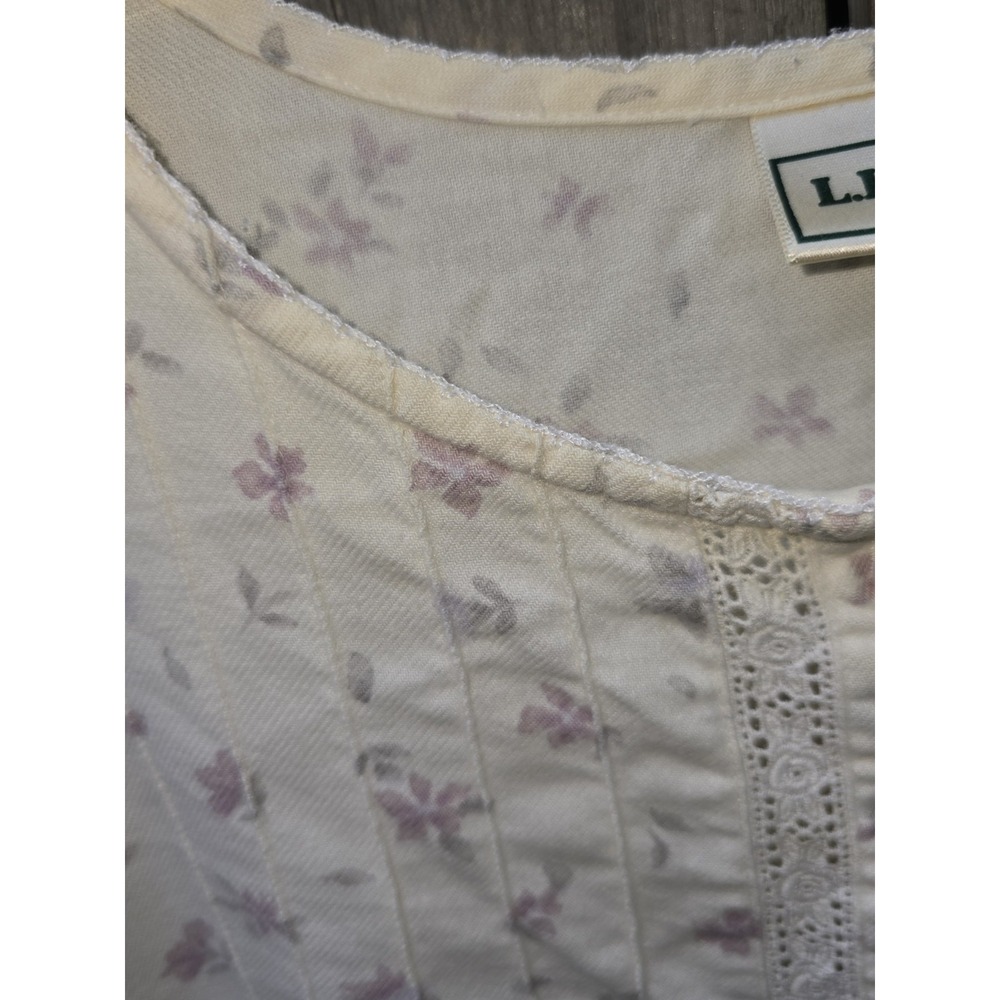 VTG L.L Bean 100% Cotton Floral Nightgown Size LARGE Grannycore/ Prairie - Picture 9 of 13